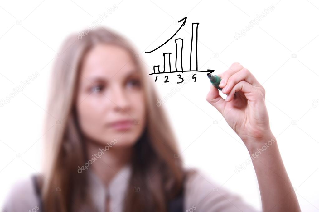 Businesswoman drawing graph