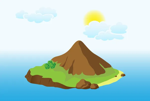 Isla con montaña — Vector de stock