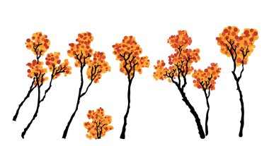 sonbahar ağaçlar set