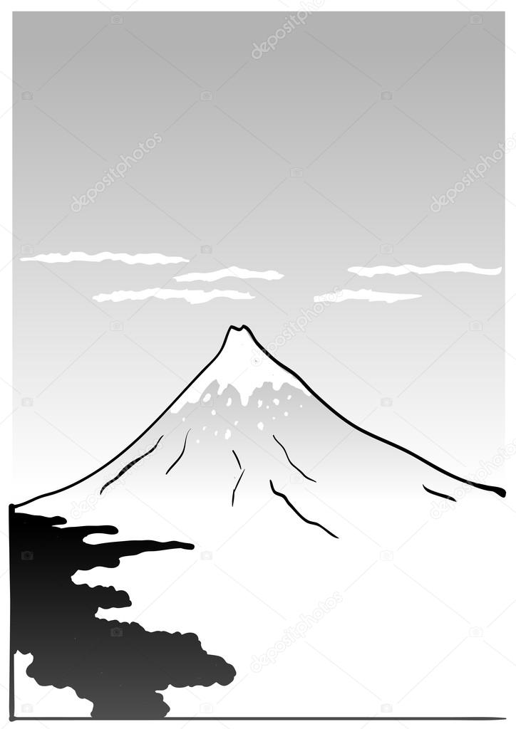 Mountain Fuji, japanese art illustration
