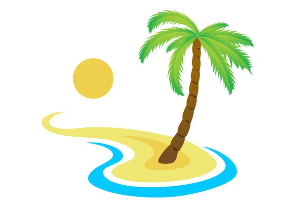 Tropical palm on island with sea. Stock Illustration