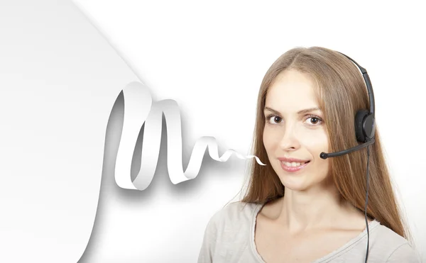 Call Center Woman and Speech Bubble — Stock Photo, Image