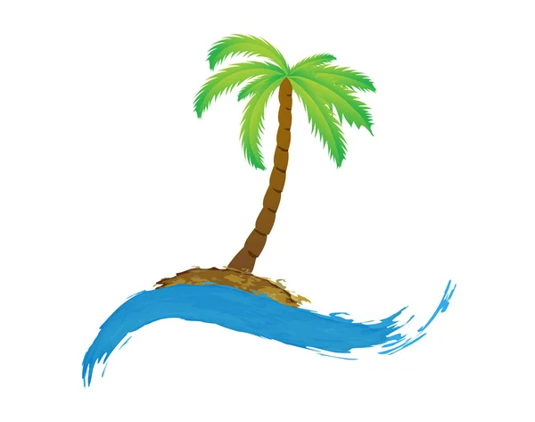 Tropical palm on island with sea. — Stock Vector