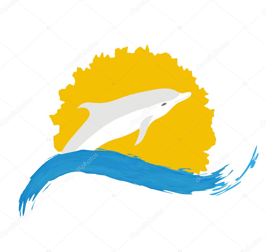Dolphin vector illustration, isolated logo on white