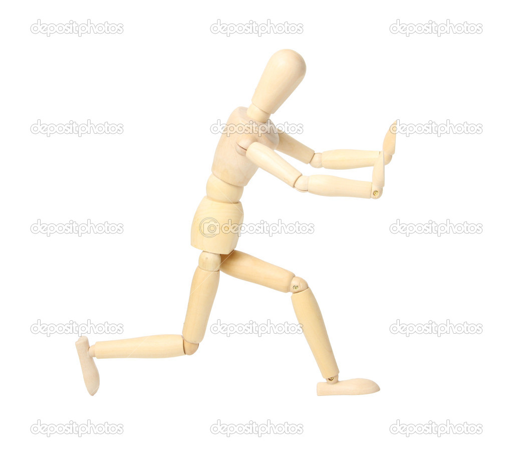 Wooden mannequin, isolated on white