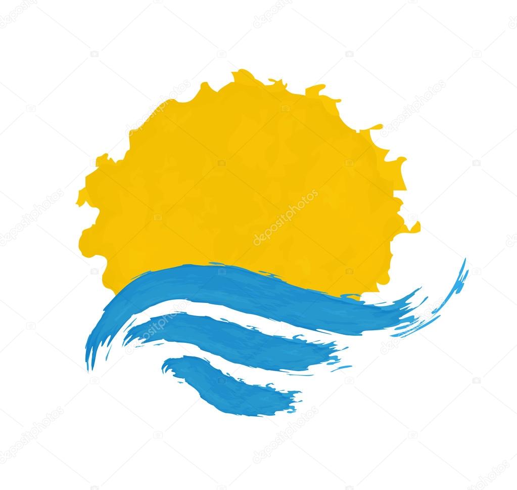 Sun and the sea. Vector icon illustration
