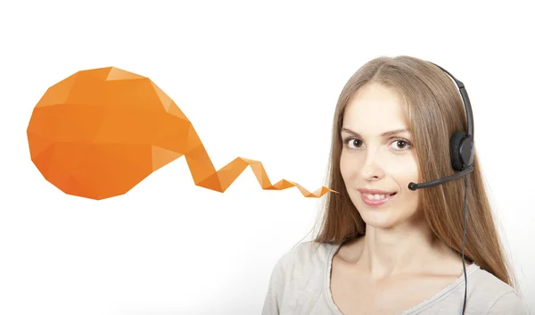 Call Center Woman and Speech Bubble — Stock Photo, Image