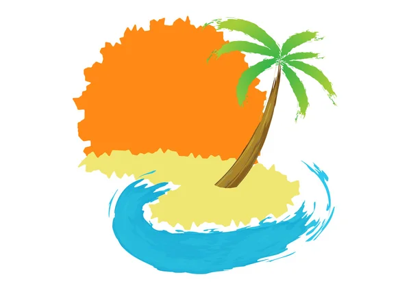 Tropikalna palma na wyspie z morzem. — Wektor stockowy