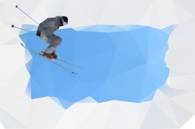 kayakçı dağların üzerinde uçan vektör