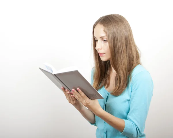 Woman reading a book, isolated — Stock Photo, Image