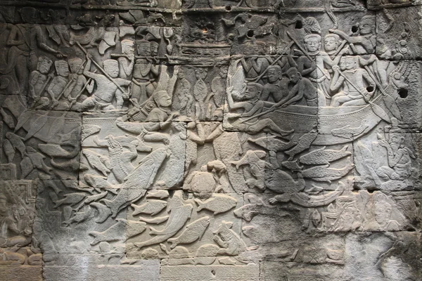 Detalle de tallas de piedra en Angkor Wat, Camboya . —  Fotos de Stock