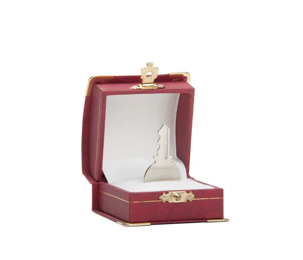 Key in gift box, isolated — Stock Photo, Image