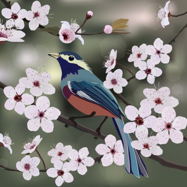 kart tasarımı, kuş ve çiçek