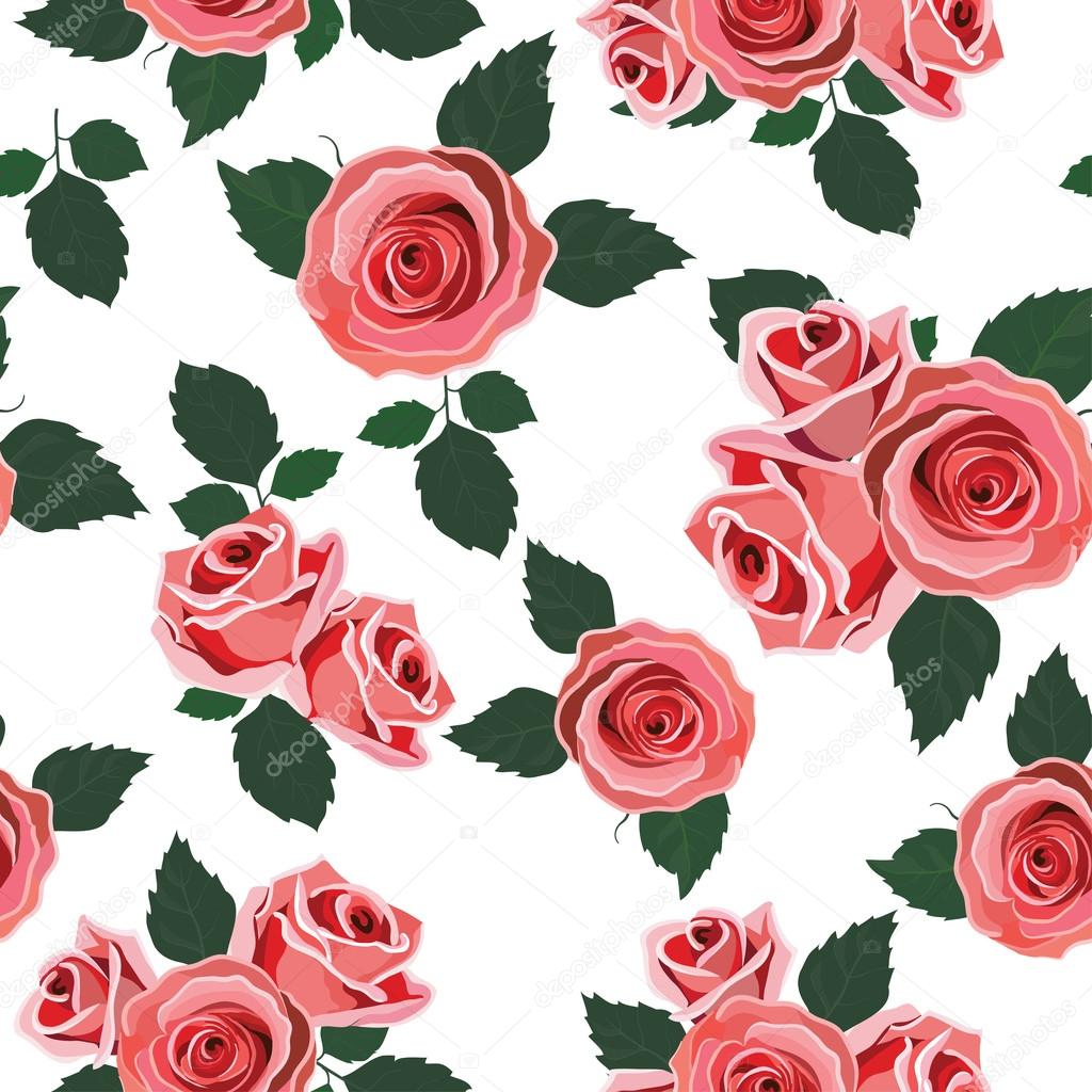 Wallpaper retro pattern rose