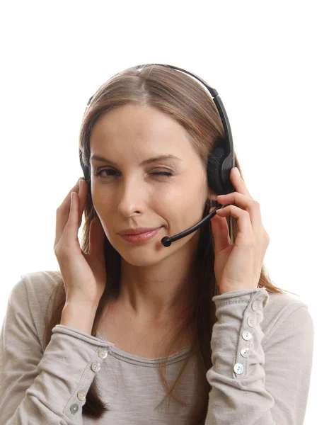 Call Center Vrouw — Stockfoto