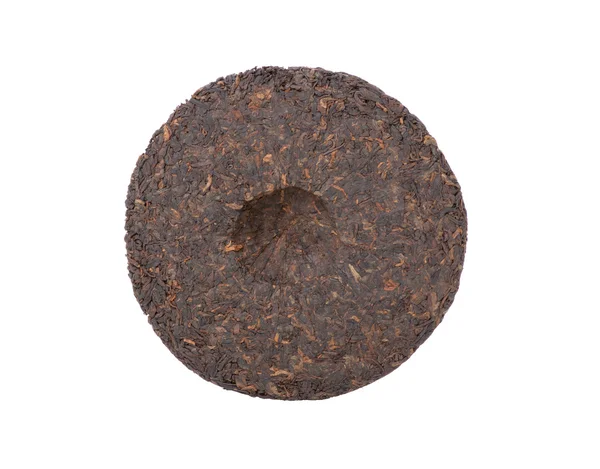 Disc of puer tea isolated on a white background — Stock Photo, Image