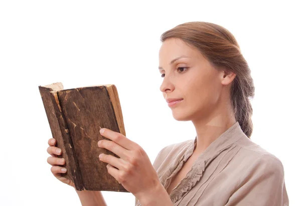 Woman reading a book, isolated Stock Image