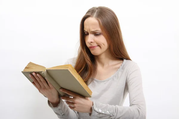Woman reading a book, isolated Stock Picture