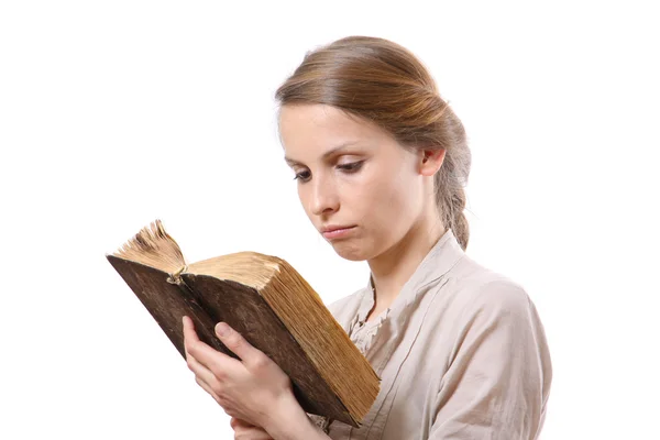 Woman reading a book, isolated Stock Image