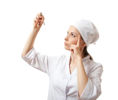 Doktor bir şey camın üzerine marker ile yazma