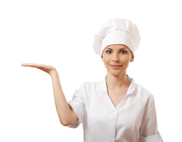 Cuoco o chef che mostra e presenta . — Foto Stock