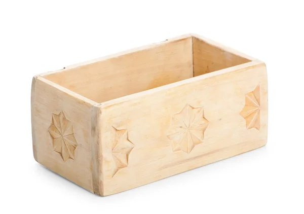 Drewniane pudełko, na białym tle — Zdjęcie stockowe