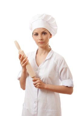 Baker / Şef kadın tutarak pişirme oklava