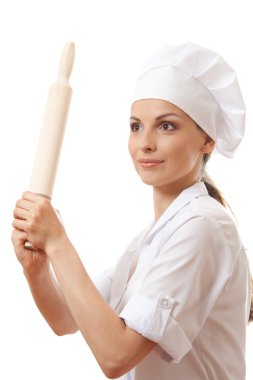 Baker / Şef kadın tutarak pişirme oklava