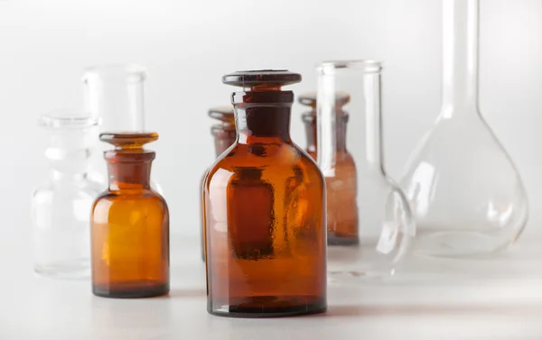 Small chemical glass bottles — Stock Photo, Image