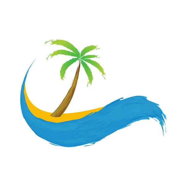 Tropisk palme på øya med hav. – stockvektor