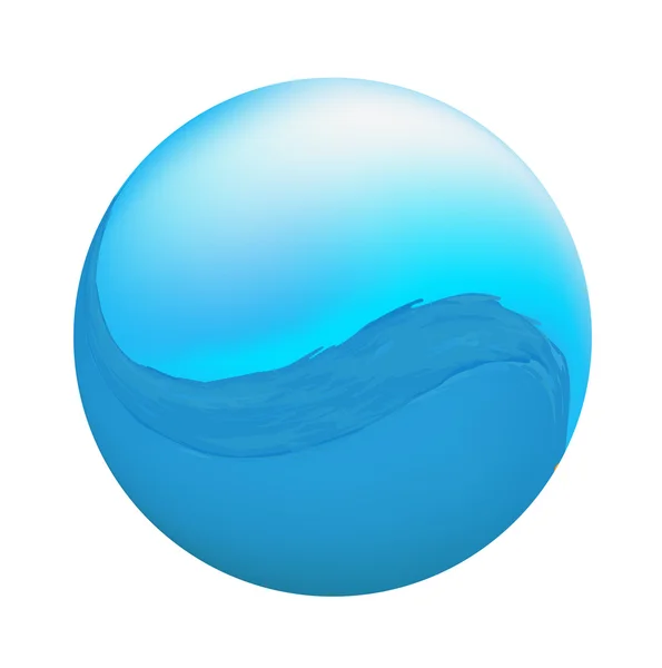 Kerek ikon-val egy víz-hullám — Stock Vector