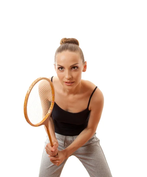 Meisje met een badminton racket — Stockfoto