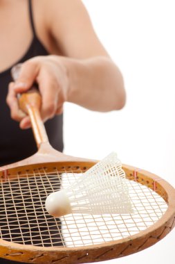Badminton raketli bir kız.