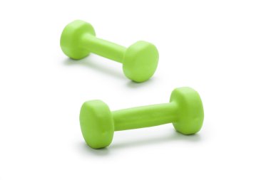 Beyaz arka planda izole küçük yeşil halter