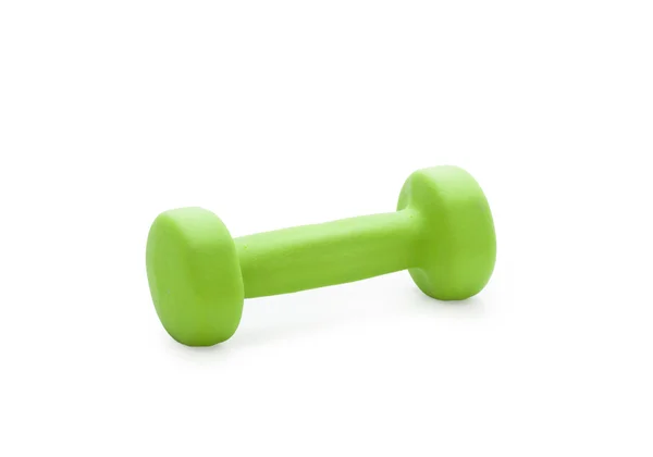 Small green dumbbell, isolated — Stock Photo, Image