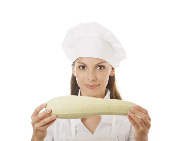 Vrouw kok met beenmerg — Stockfoto