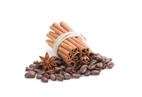 Coffee, cinnamon and star anise — Stock Photo, Image