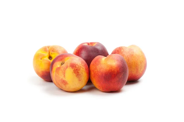 Ripe peaches fruits isolated on white — Stock Photo, Image