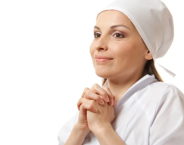 Mulher sorridente enfermeira ou médica — Fotografia de Stock