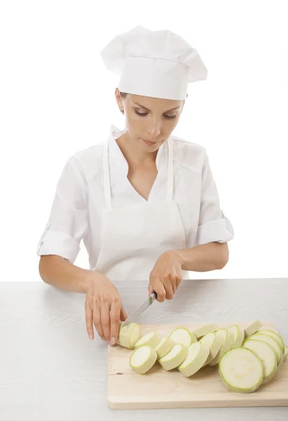 Mujer cocinera con médula — Foto de Stock