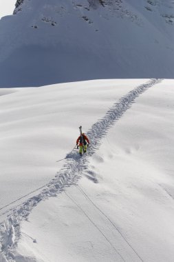 karlı bir dağ tırmanışı kayakçı