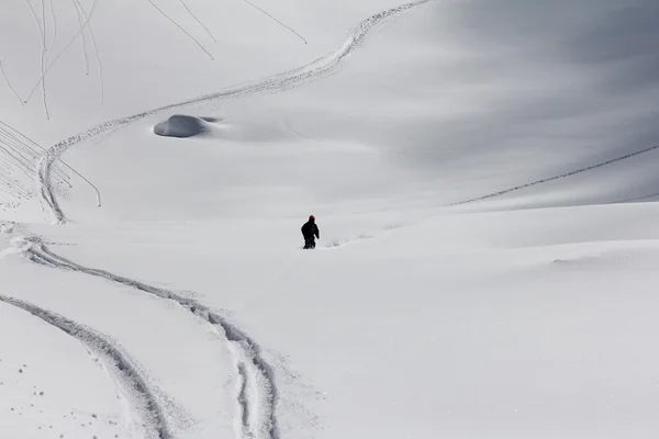 Freeride, trilhos em uma encosta — Fotografia de Stock