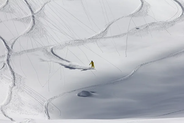 Freeride, parça bir yamaç — Stok fotoğraf