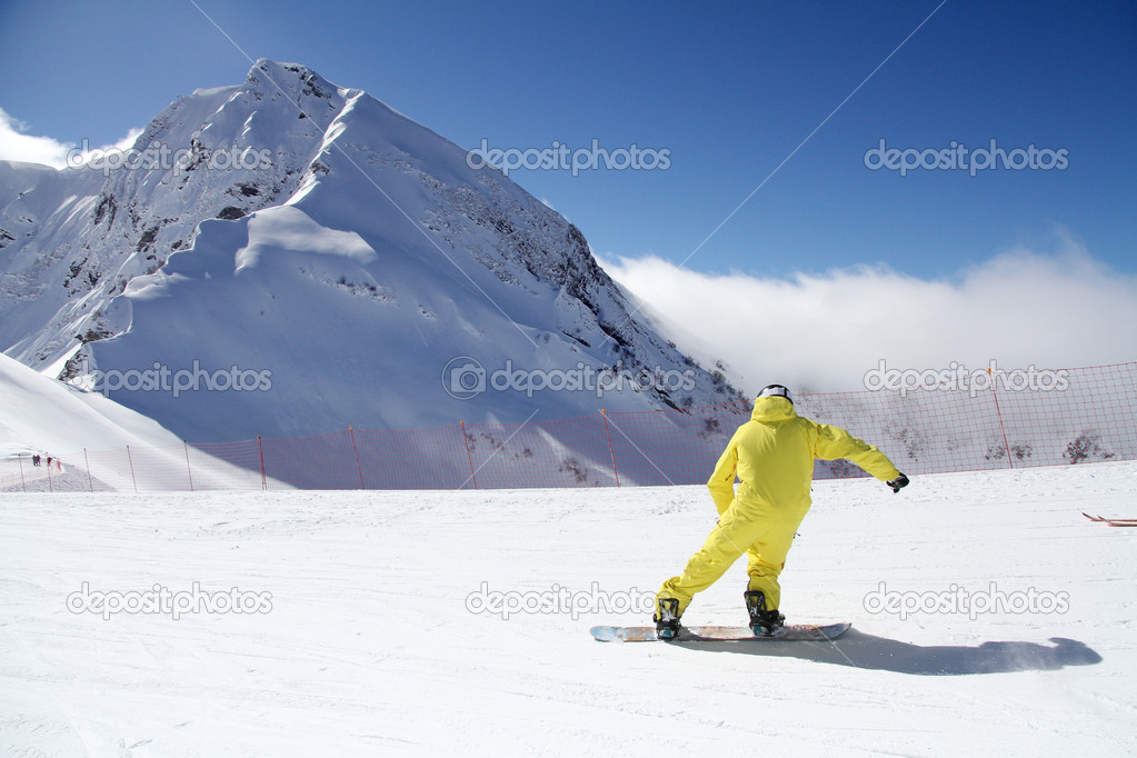 Snowboarder on the slope.