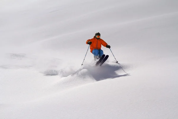 Skieur en poudre profonde, freeride extrême — Photo