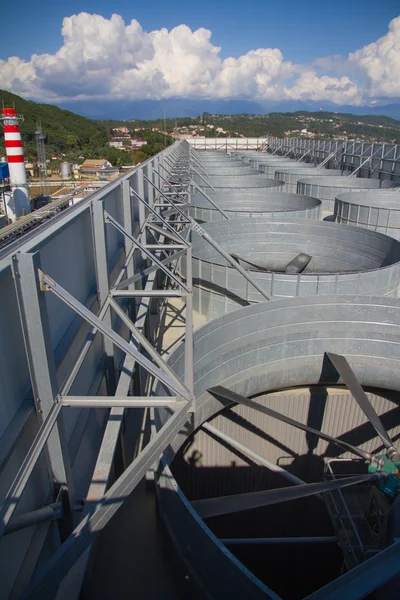 Industrial ventilation system, roof of the plant — Stock Photo, Image