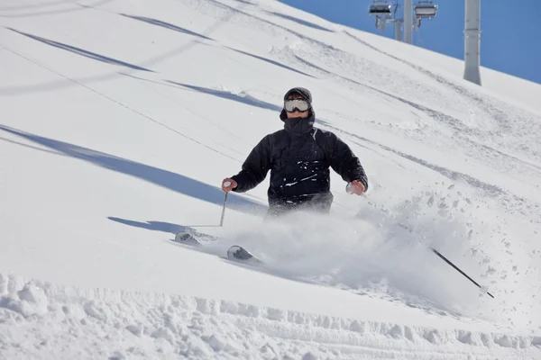 Skier in deep powder, extreme freeride — Stock Photo, Image