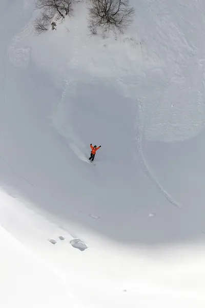 Derin toz, aşırı freeride kayakçı — Stok fotoğraf