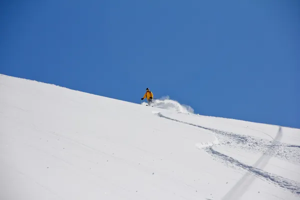 Esquiador en polvo profundo, freeride extremo —  Fotos de Stock