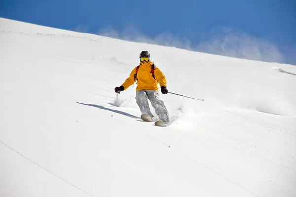 Skiër in diepe poeder, extreme freeride — Stockfoto